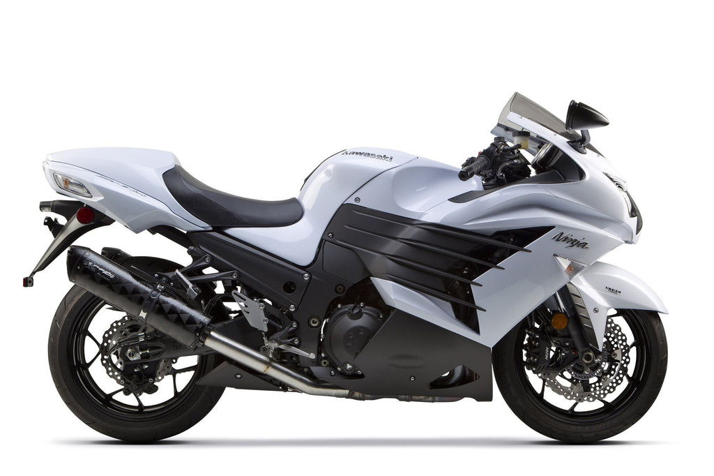 Kawasaki ZX-14R (2012-2025) Dual S1R 3K Black Carbon Slip-On - Part Number 005-3160405DV-B - Two Brothers Racing