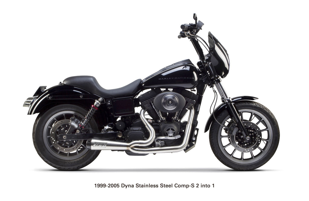 Harley Davidson Dyna (1999-2005) Comp-S 2-into-1 Full Exhaust System Ceramic Black - Part Number 005-4280199-B - Two Brothers Racing
