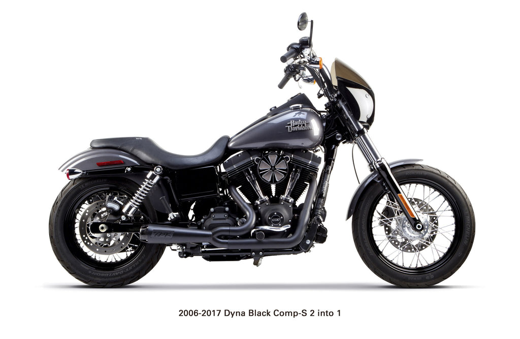 Harley Davidson Dyna (2006-2017) Comp-S 2-into-1 Ceramic Black - Part Number 005-3750199-B (-XB) - Two Brothers Racing