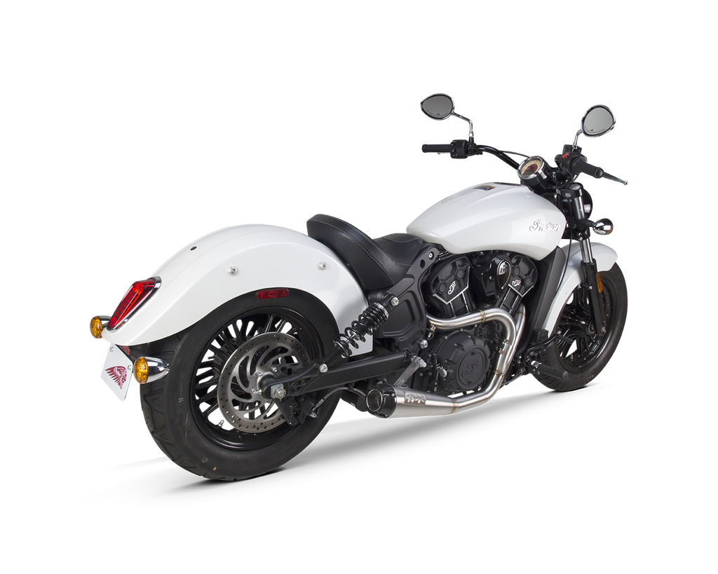 Indian Scout (2015-2024) Comp-S 2-1 Stainless Steel w/ Carbon Fiber Endcap Full System - Two Brothers Racing