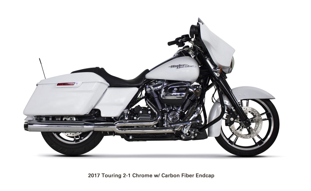 Harley Davidson Touring (2017-23) Comp-S 2-into-1 Chrome w/ Carbon Fiber Endcap Full System - Two Brothers Racing