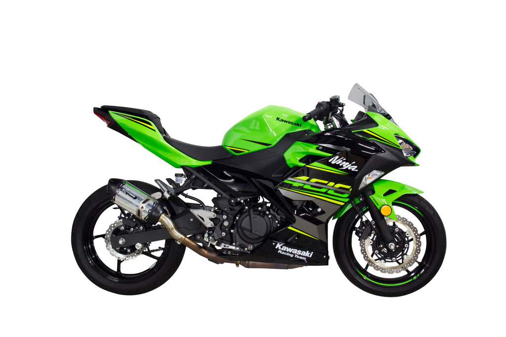 Kawasaki Ninja 400/Z400 S1R (2018-2023) Black Series Aluminum Slip-On System - Part Number 005-5060406-S1B - Two Brothers Racing